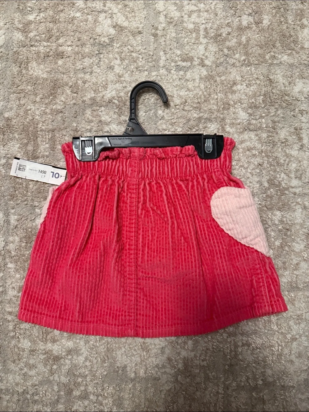 Old Navy Bright Pink Corduroy Skirt with Pink Heart Pockets size 18/24M-NWT